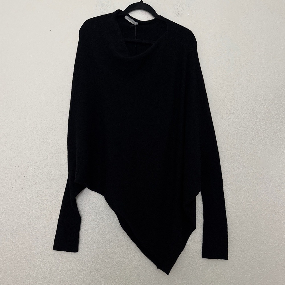Jaki London Asymmetric Draped Seamless Knit Sweater Black Size S/M NWT Italy